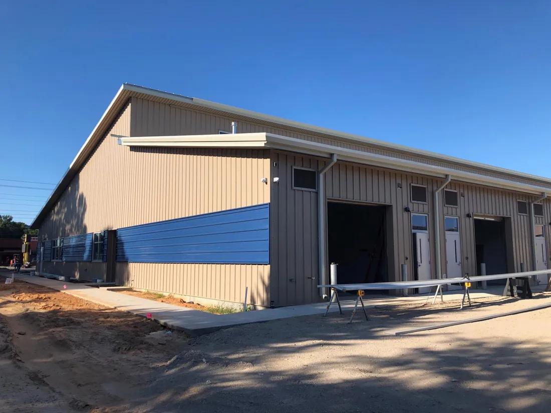 Commercial metal building with standing seam roof, Central Florida