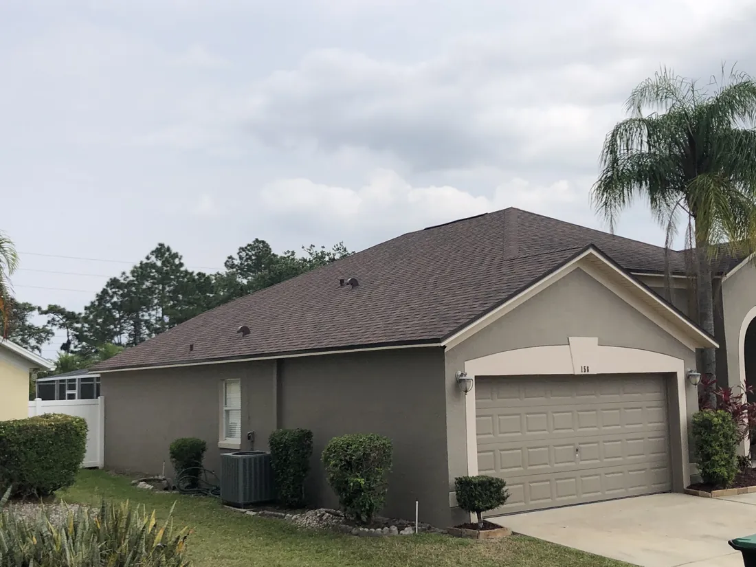 Completed architectural shingle roof replacement on a Central Florida home