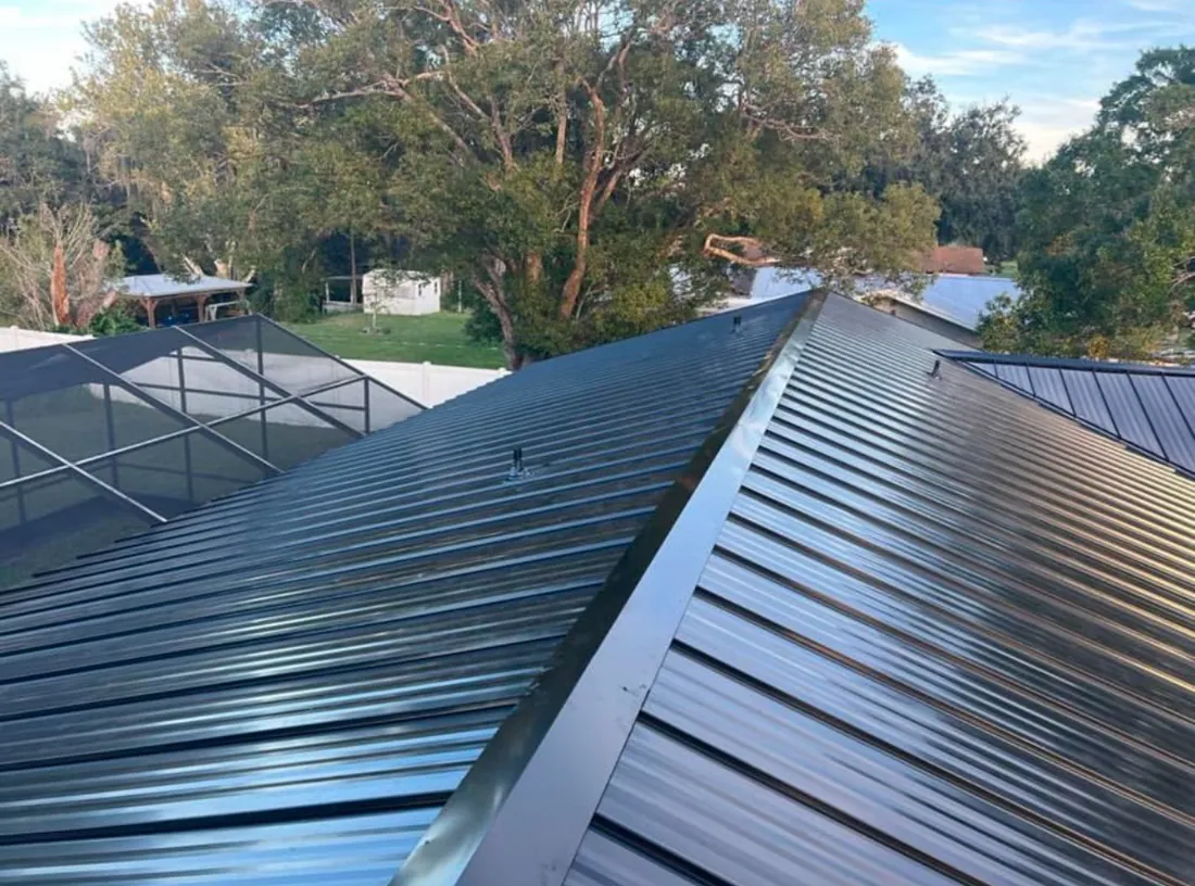 Black standing seam metal roof installed by Icon Roofing Group in Central Florida