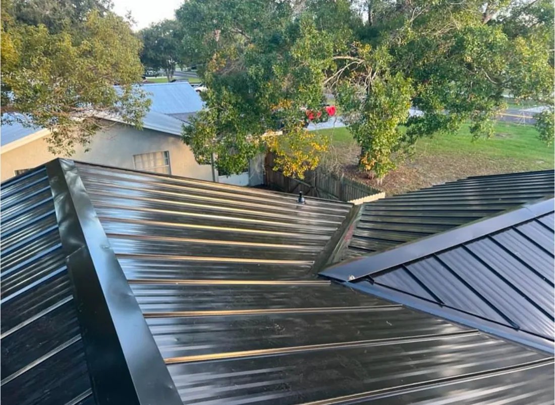 Black standing seam metal roof installed by Icon Roofing Group in Central Florida