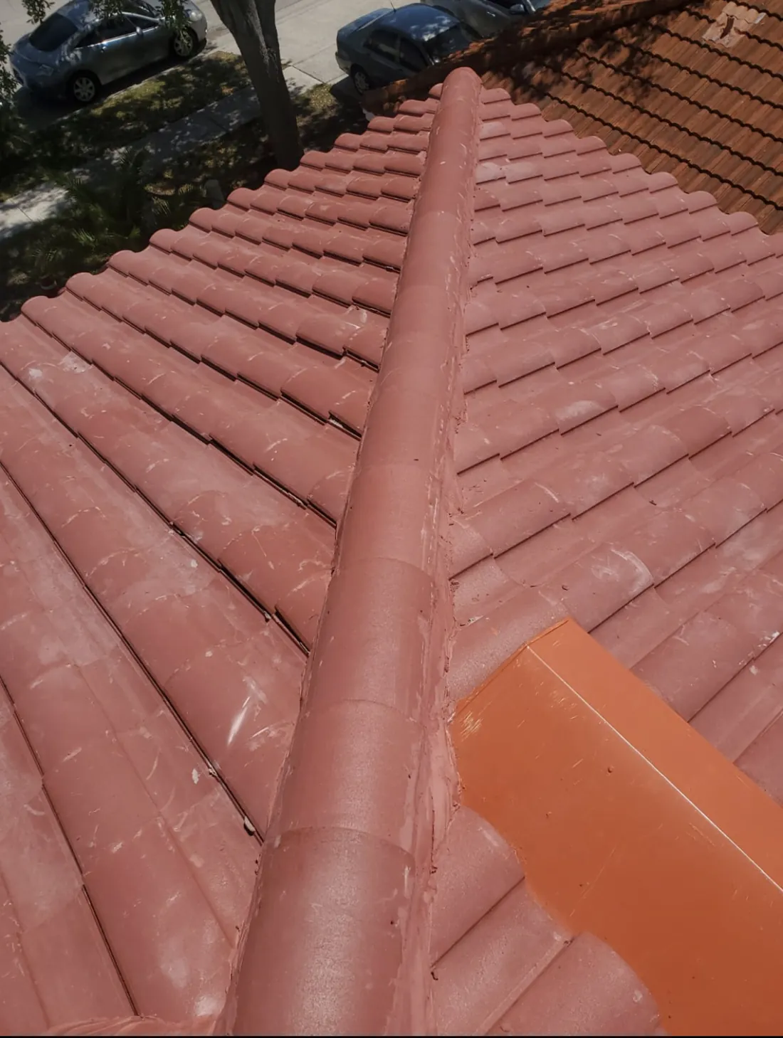 Barrel tile roof ridge detail, Central Florida