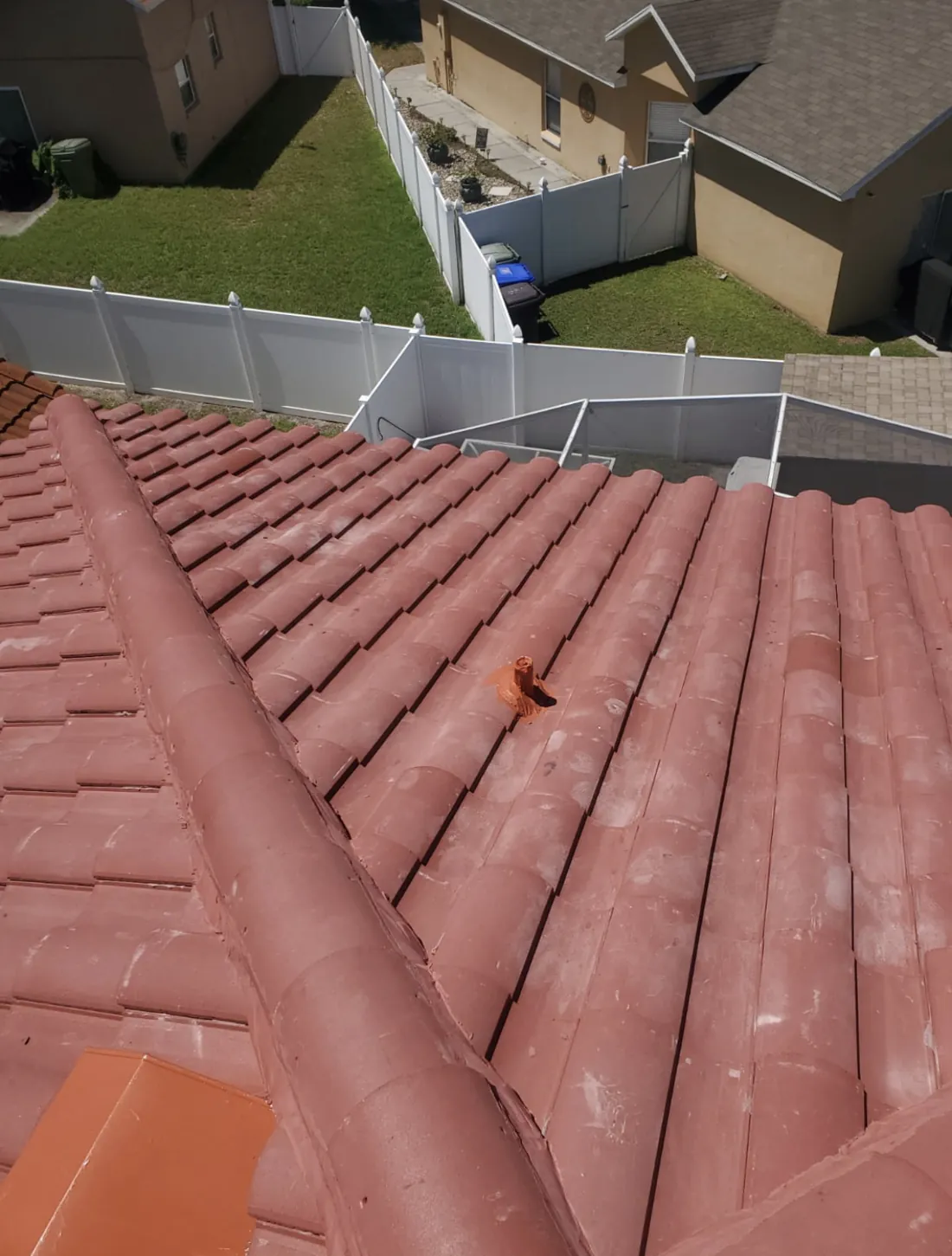 Barrel tile roof field and ridge, Central Florida